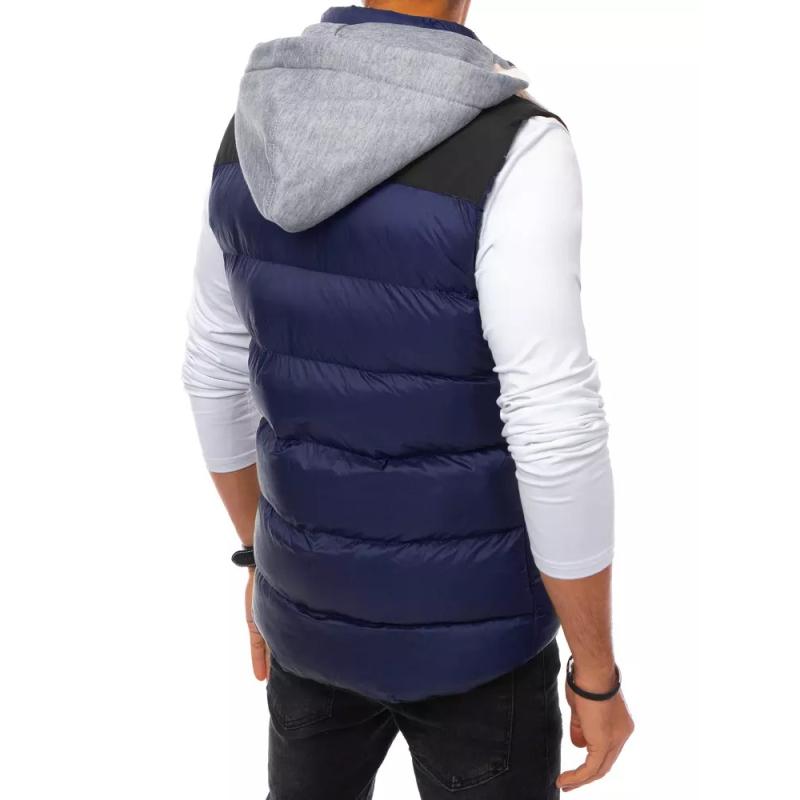 Pánská prošívaná vesta s kapucou MENA modrá