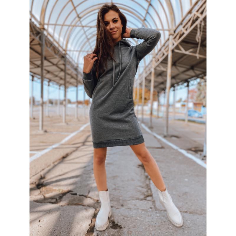 Női elegáns kapucnis ruha GARNET sötét szürke