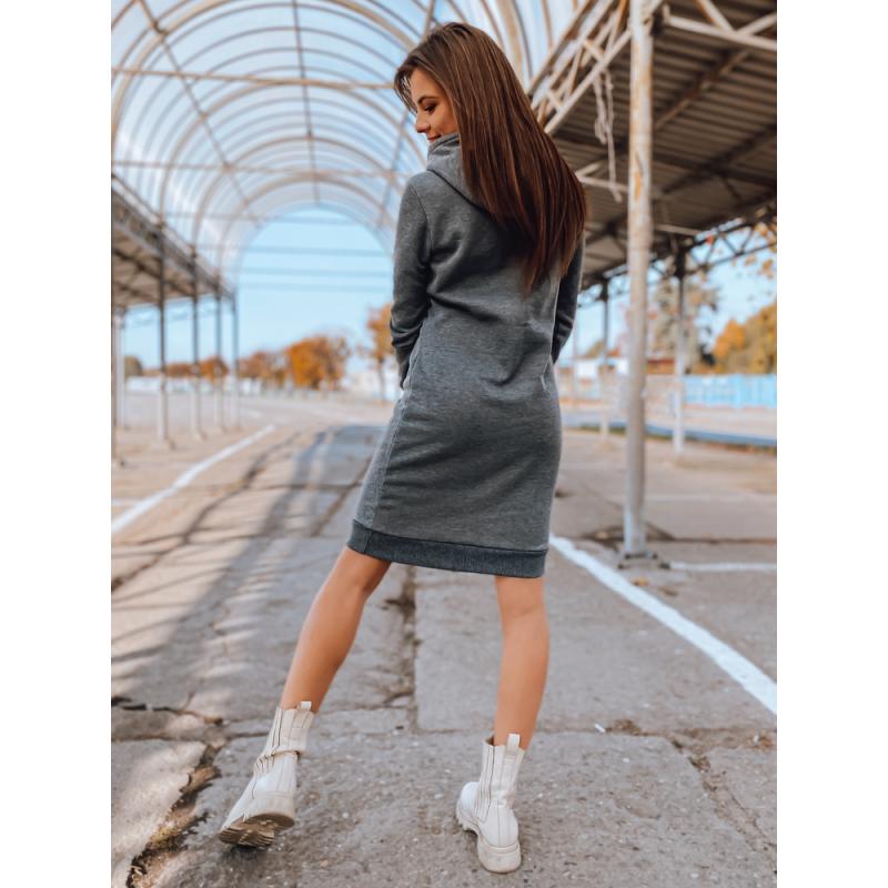 Női elegáns kapucnis ruha GARNET sötét szürke
