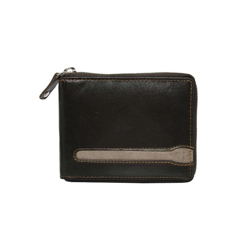 Hnedá kožená pánska peňaženka na zips