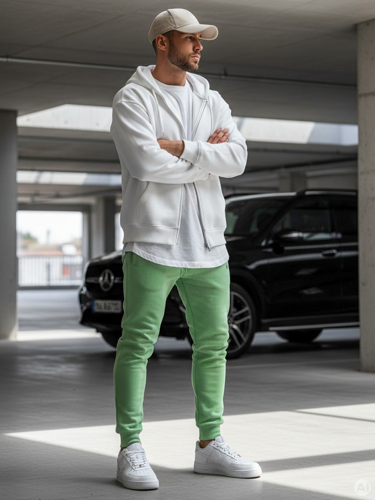 Pánske športové tepláky bez potlače CORO green