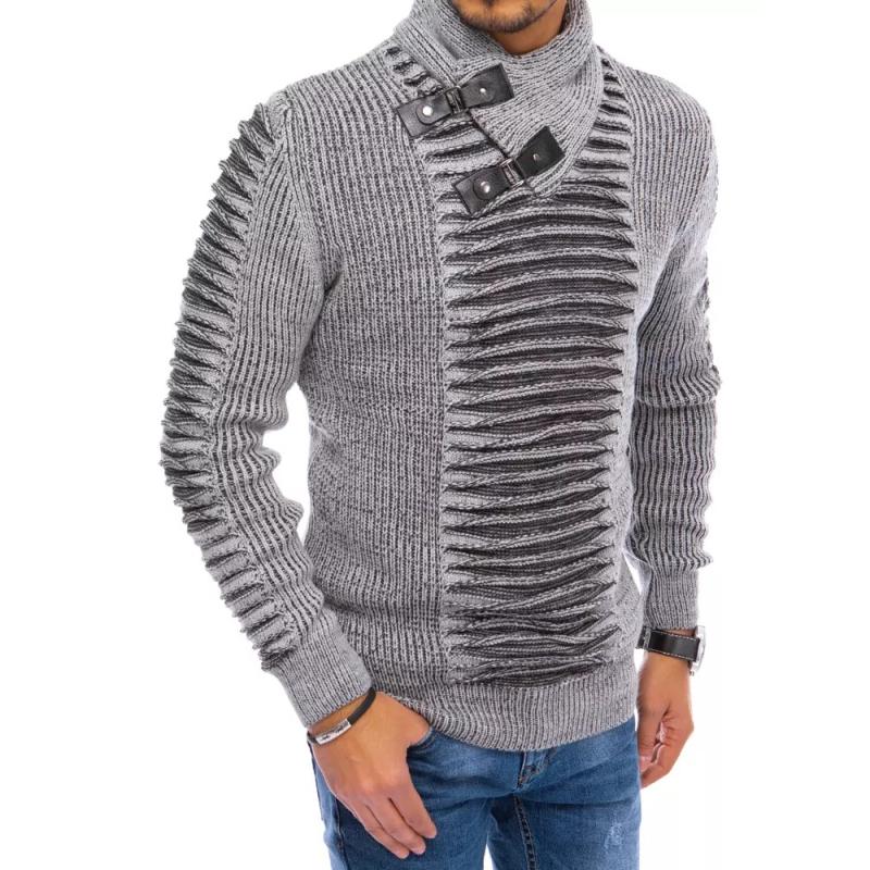 Pánsky elegantný sveter zateplený DARK šedá