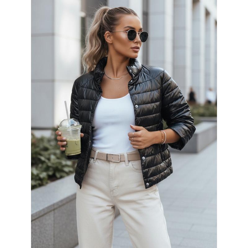 Női fordítható steppelt kabát FLORIS fekete