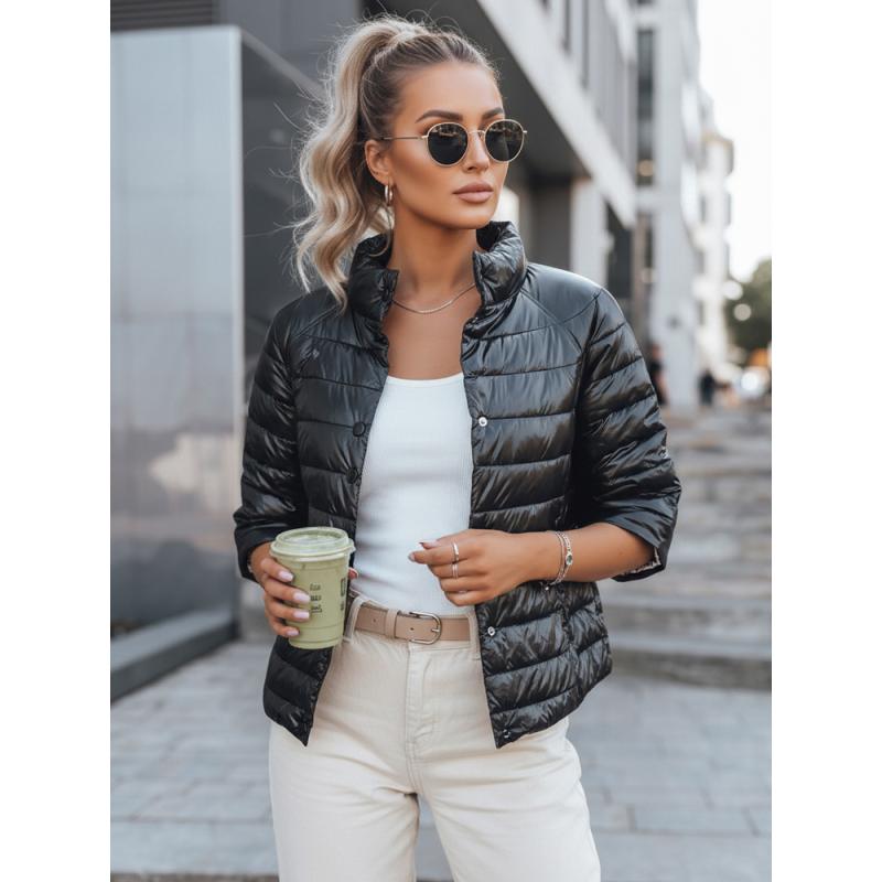 Női fordítható steppelt kabát FLORIS fekete