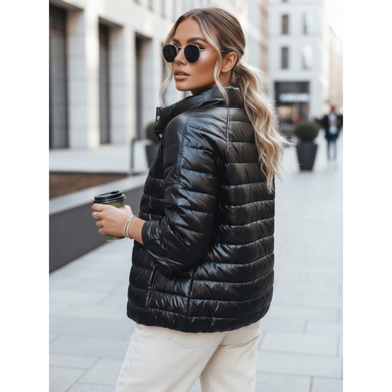 Női fordítható steppelt kabát FLORIS fekete