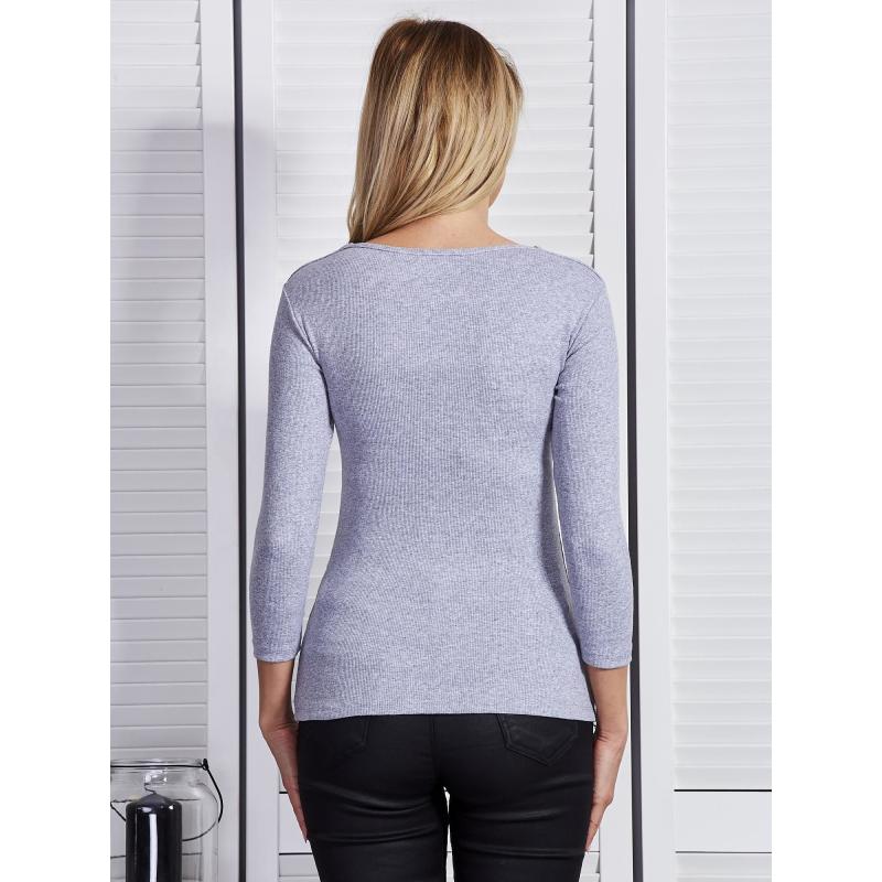 Dámská halenka se šněrovacím výstřihem OKSA Světle šedá 