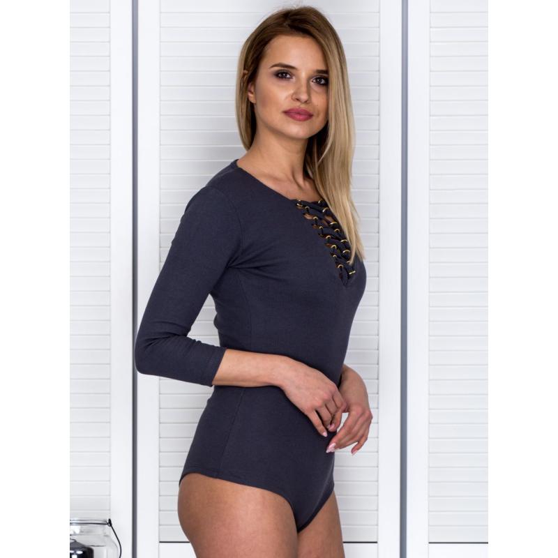 Dámske šnurovacie body LIPA tmavo šedé