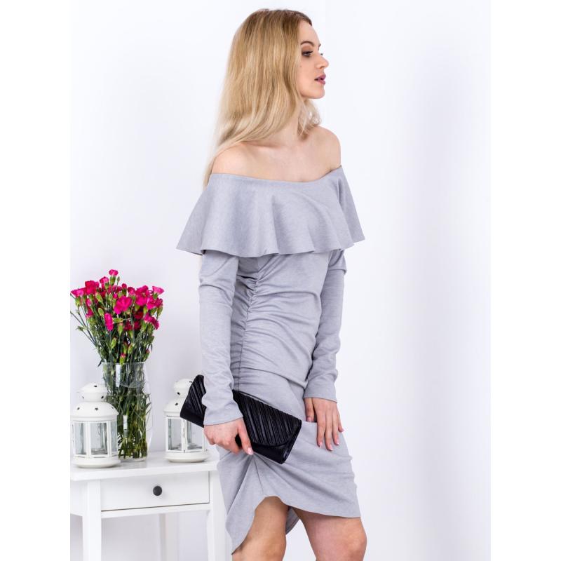 Dámské šaty s výstřihem CARMEN šedé