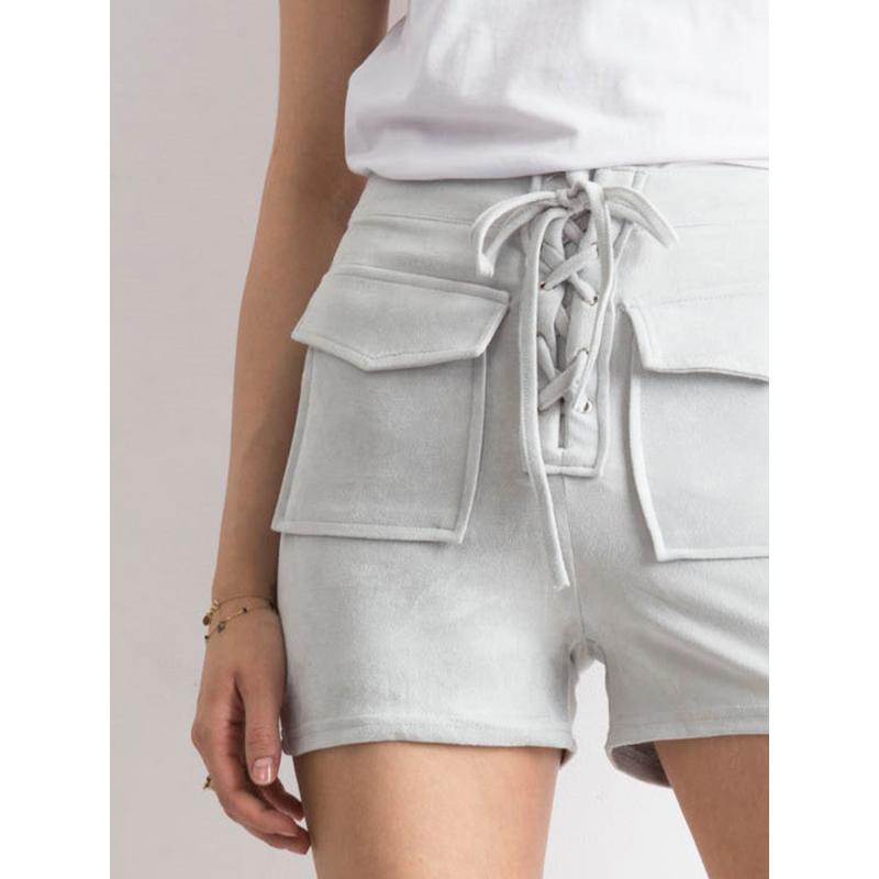 Dámske semišové šortky VERA svetlo sivé