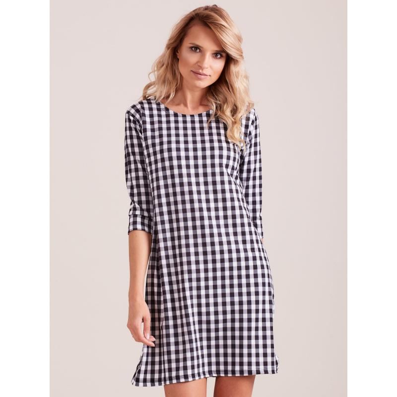 Dámske kockované šaty ORIA čierne