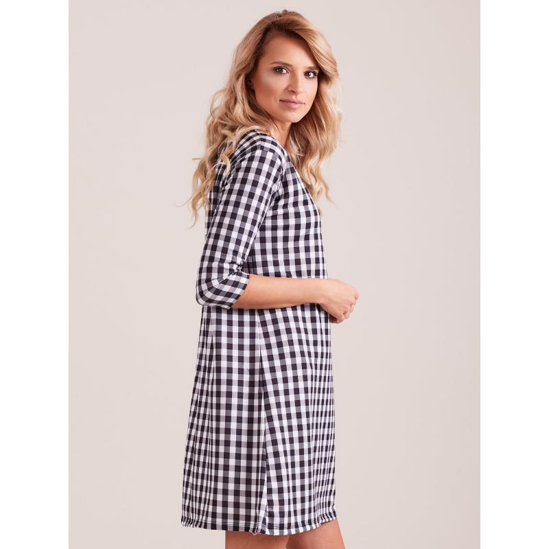 Dámske kockované šaty ORIA čierne