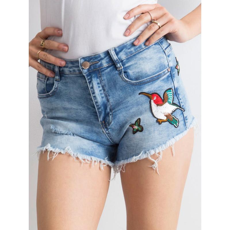 Dámske džínsové šortky so záplatami KANE modré