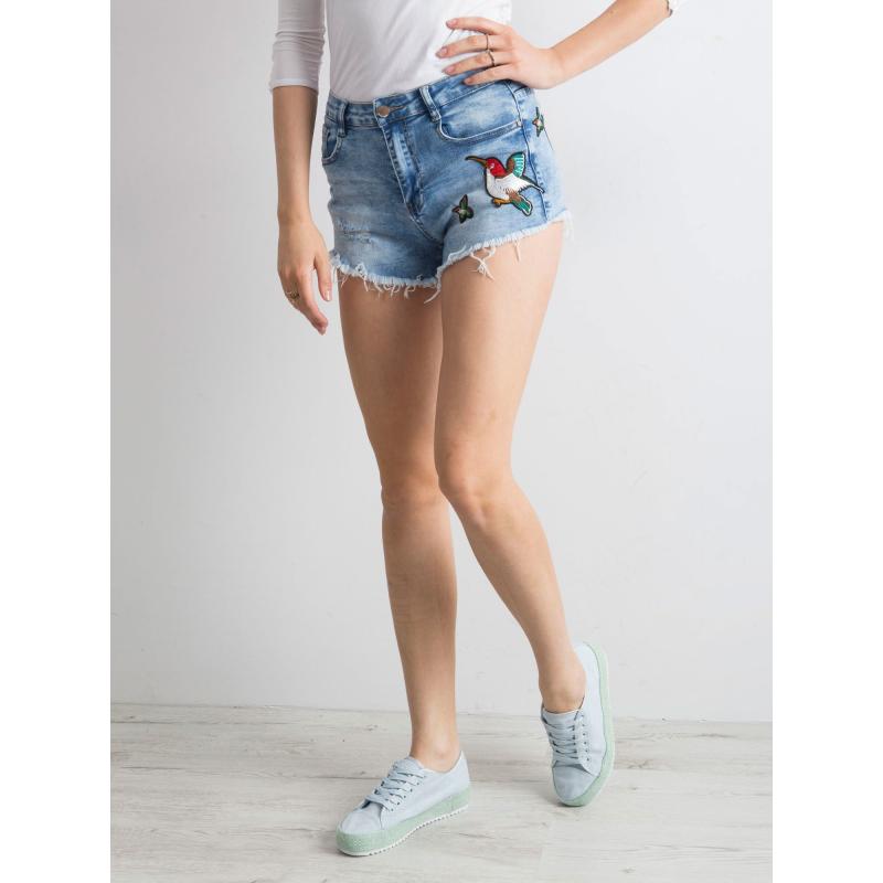 Dámske džínsové šortky so záplatami KANE modré