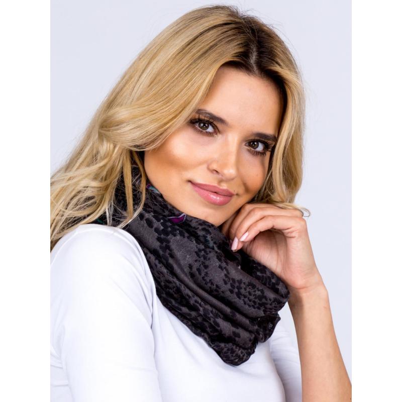 Dámska vzorovaná šatka TREY grafitová a čierna