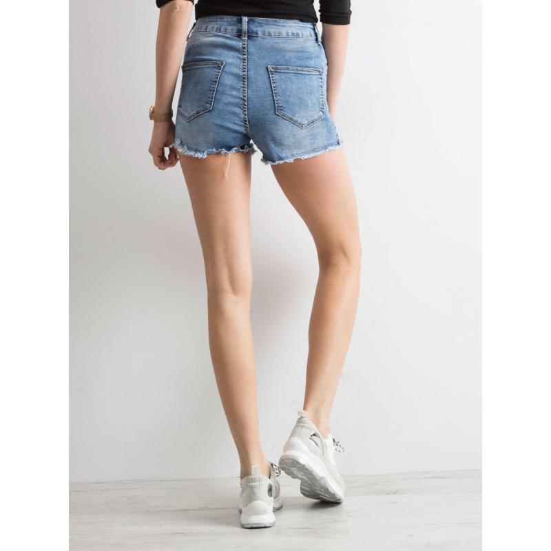 Dámske džínsové šortky s perlami ALEEZA modré