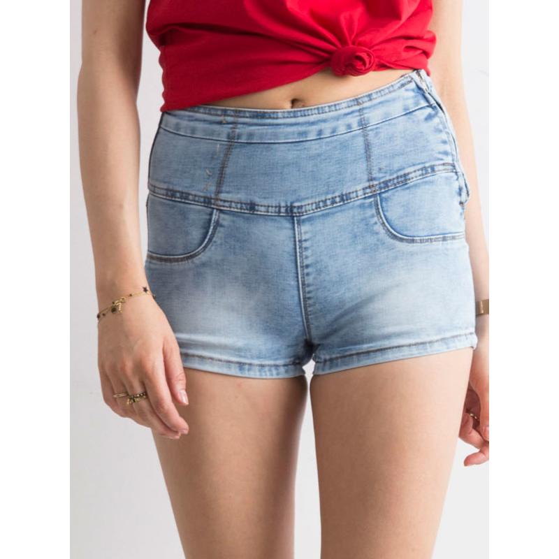 Dámské šortky džínové s vysokým pasem TEGA modré 