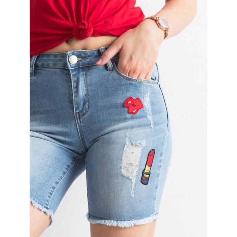 Női farmer rövidnadrág foltokkal CODEY kék