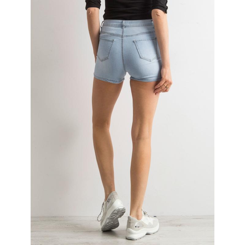 Dámské šortky s vysokým pasem a nášivkami PLIA modré 