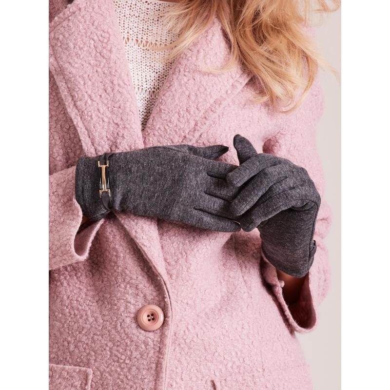 Dámské rukavice se sponou MADALYN tmavě šedé 