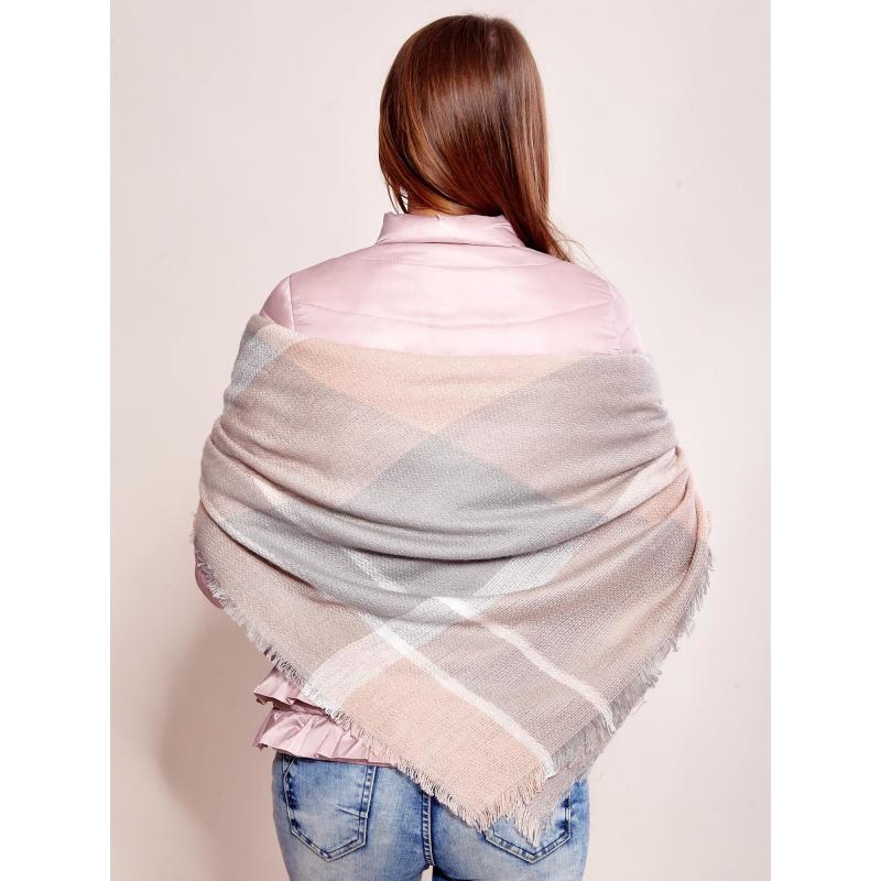 Dámská šála pletená JOHAN šedá a růžová 