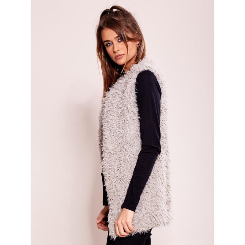Dámska kožušinová vesta LEAT sivá