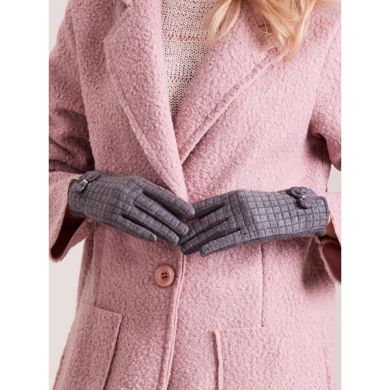 Dámské rukavice kostkované ANABEL tmavě šedé  