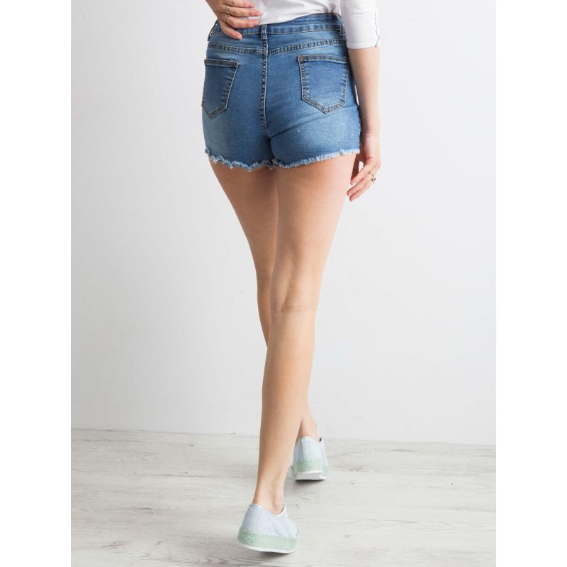Dámske džínsové šortky s perlami POLI modré