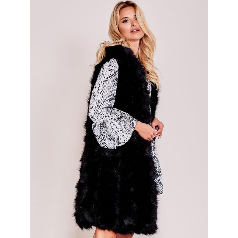 Dámska vesta z umelej kožušiny TINA čierna
