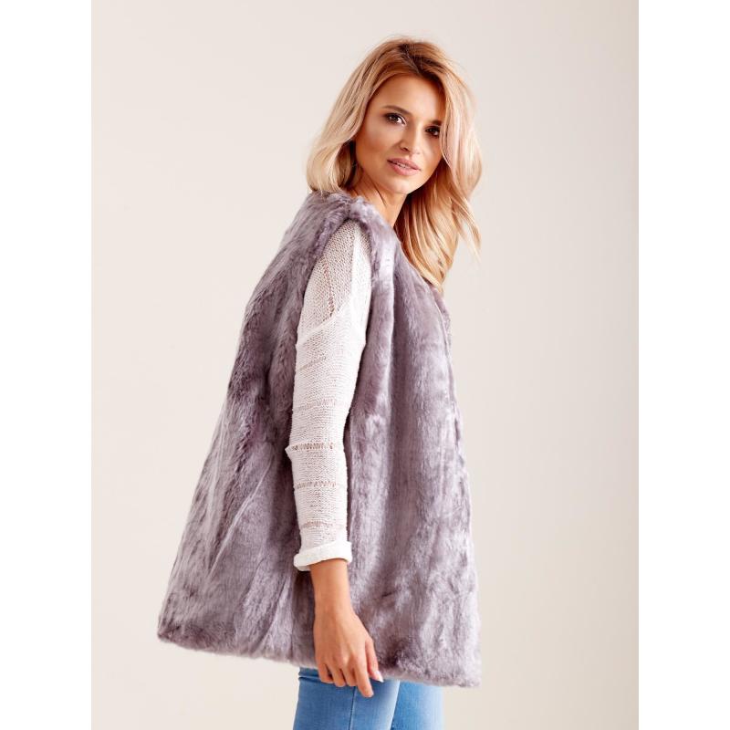 Női műszőrme mellény szürke