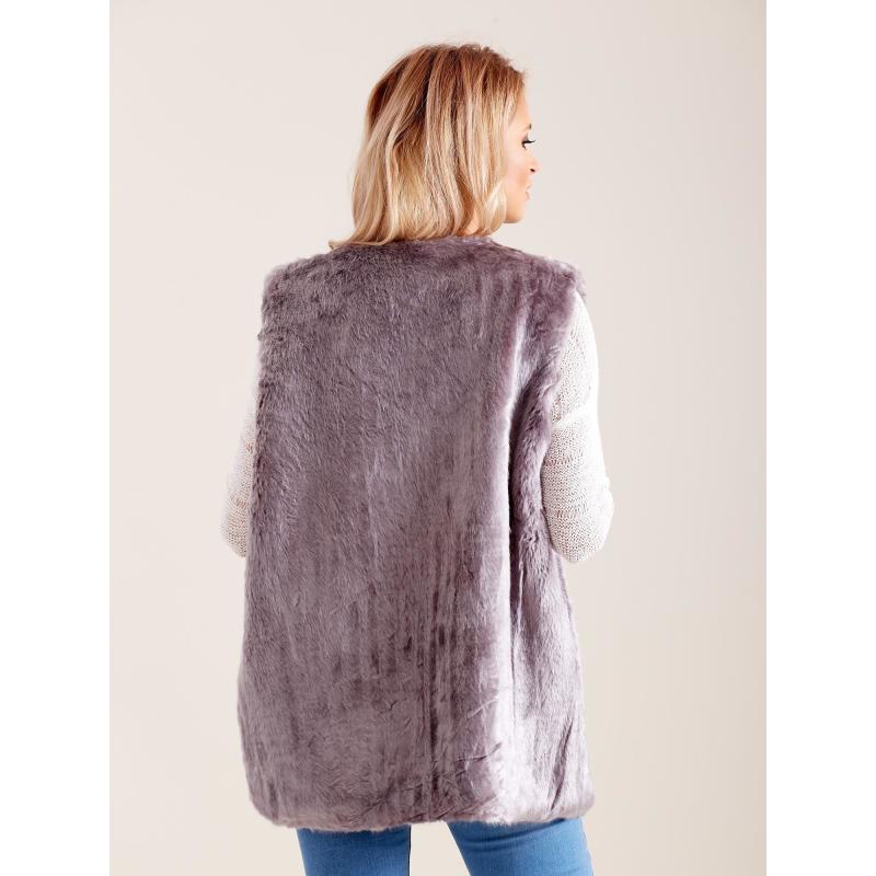 Női műszőrme mellény szürke