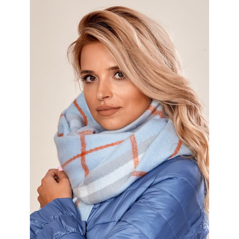 Dámsky károvaný šál JAYDON svetlomodrý