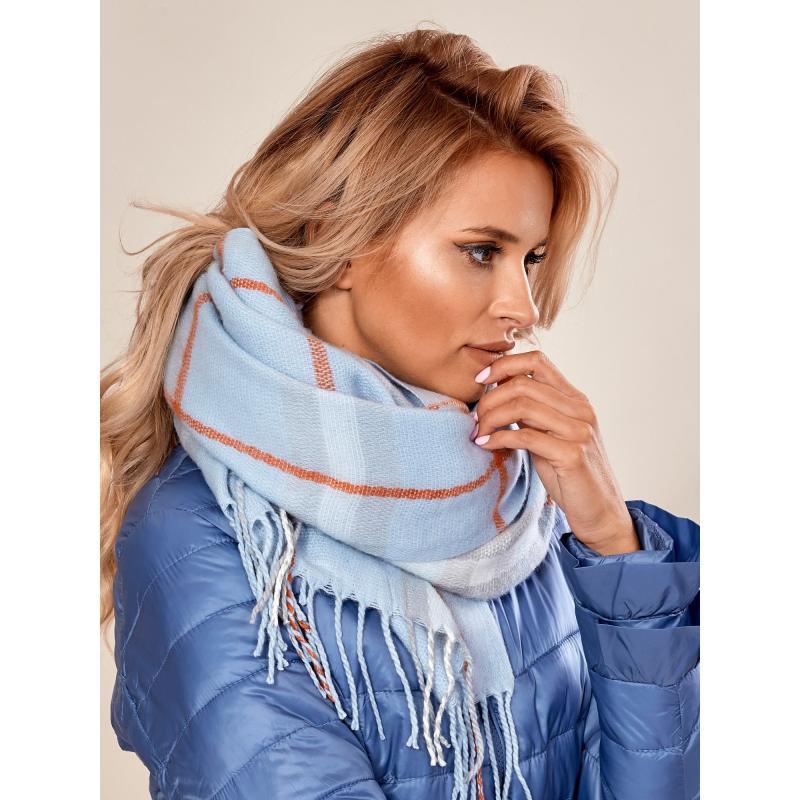 Dámsky károvaný šál JAYDON svetlomodrý