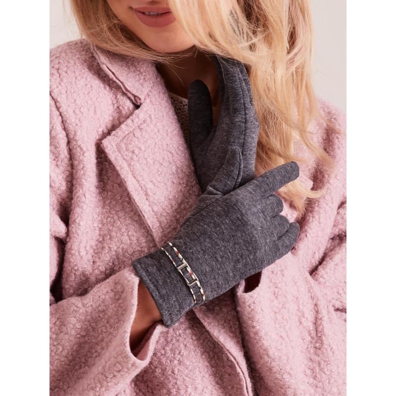 Dámské rukavice se sponou KARSYN tmavě šedé 