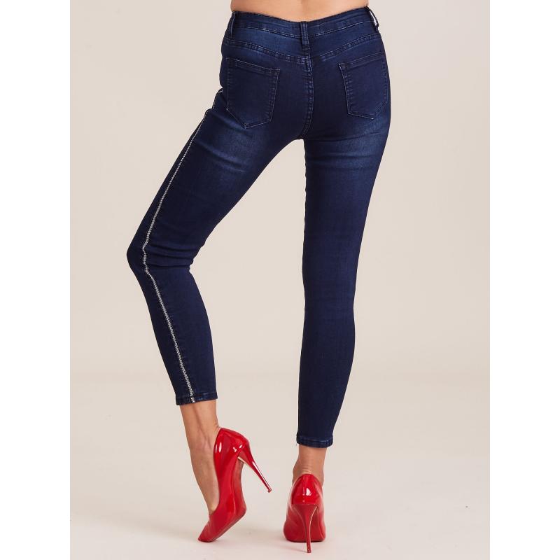 Női farmernadrág derékpántos OKIRI sötétkék