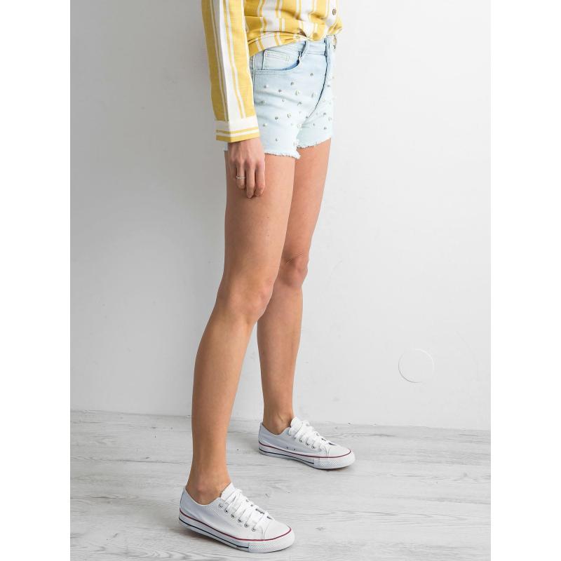 Dámské šortky s perlami džínové PERL světle modré 