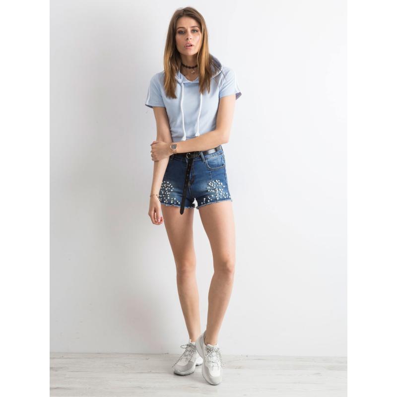 Dámske šortky s perlami DOLLY tmavomodré
