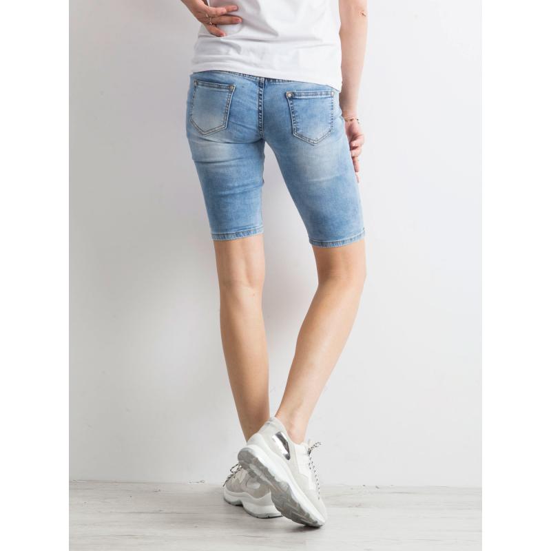 Női bermudák lyukas farmer OVA kék