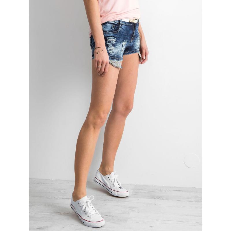 Dámské šortky s rozpáranými nohavicemi džínové LUA modré 