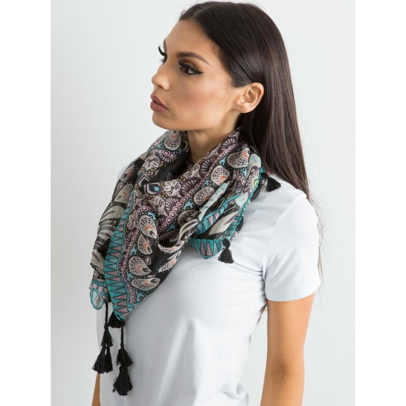 Černý šátek s etnickým vzorem