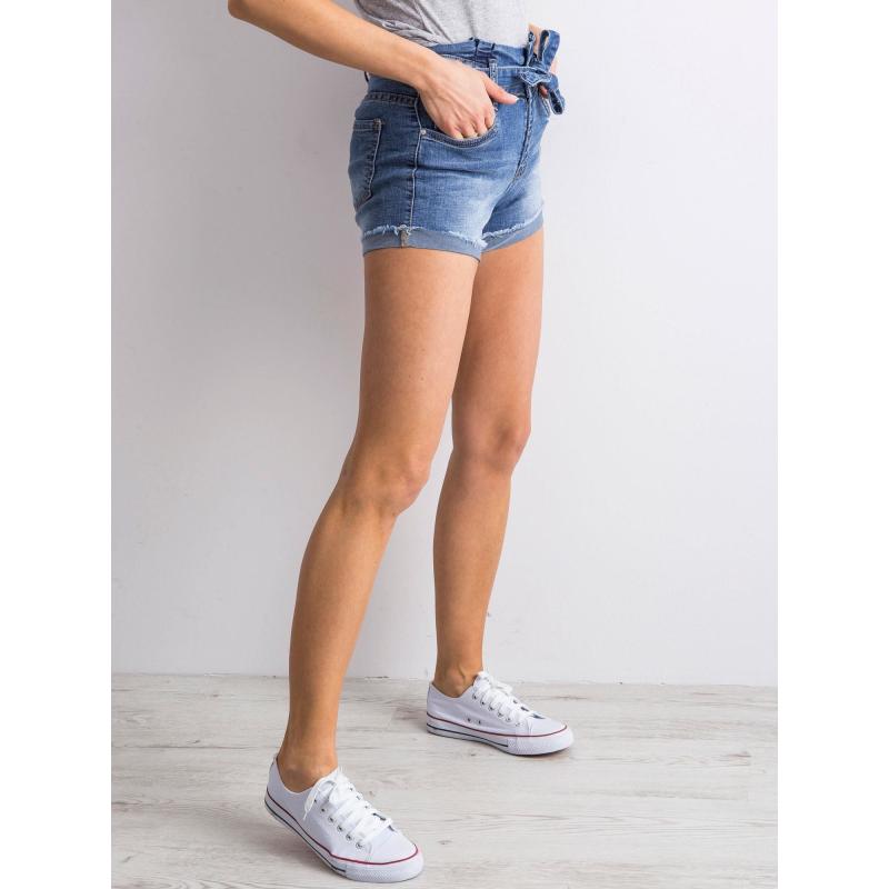 Dámské šortky džínové s vázáním KIAAN modré 