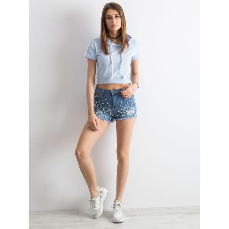 Női farmer rövidnadrág gyöngyökkel OVI kék