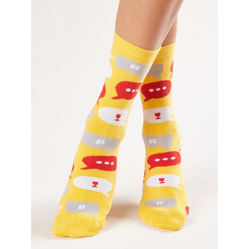Dámske ponožky s potlačou KOHEN žlté