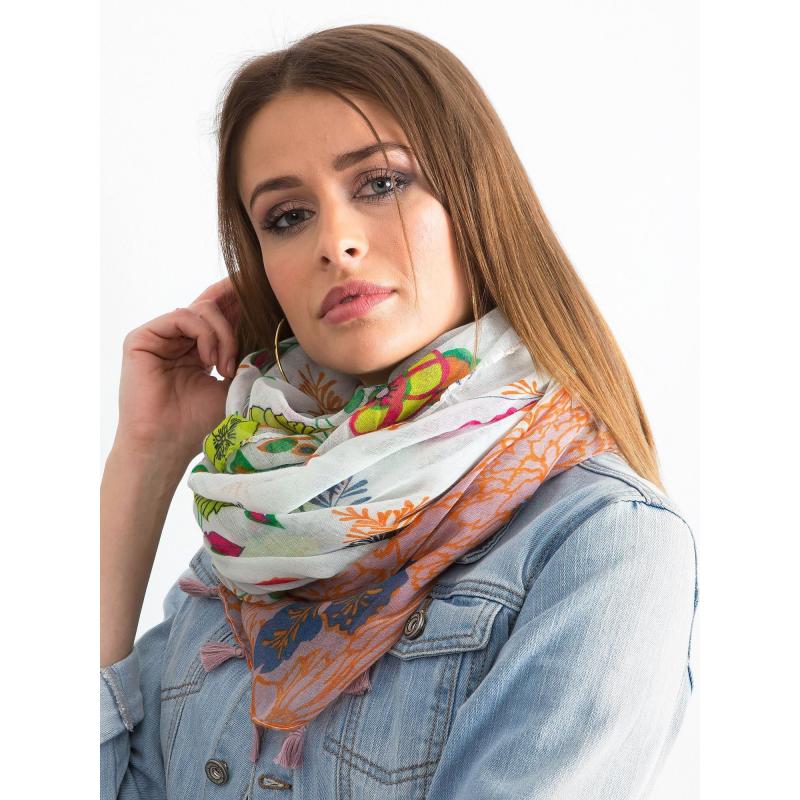 Dámský šátek s květinovým vzorem JERMAINE bílý 