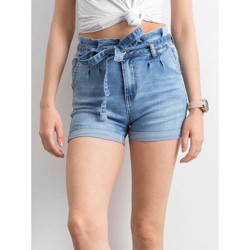 Dámské šortky džínové KAUR s páskem modré 