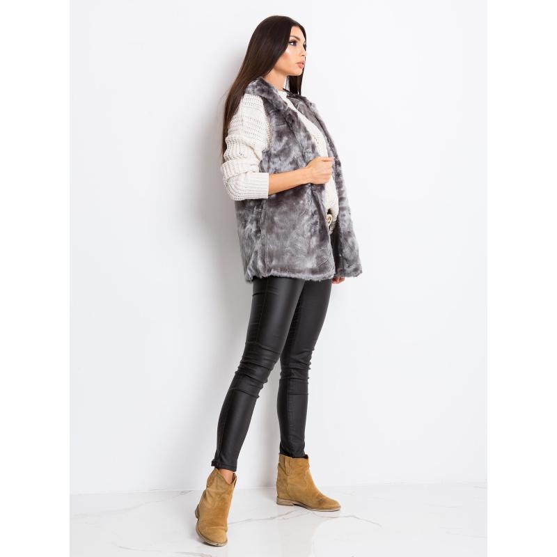 Dámská huňatá vesta TOMA šedá