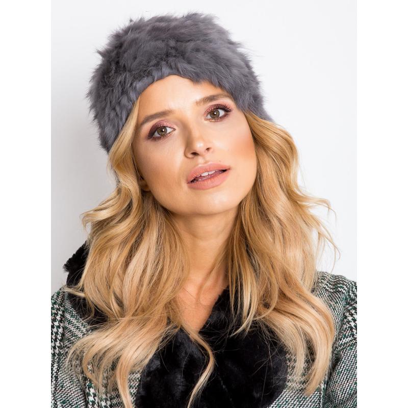 Dámska kožušinová čiapka šedá