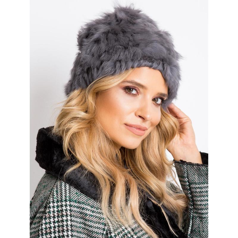 Dámska kožušinová čiapka šedá