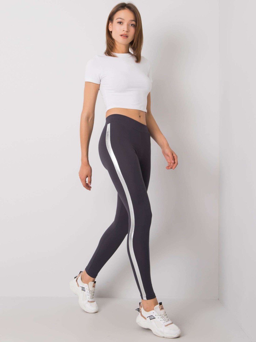 Női leggings RUE PARIS csíkos szürke