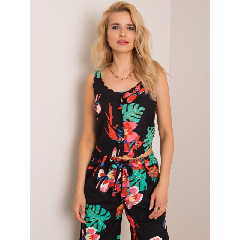 Dámsky top RUE PARIS Black Tropics black