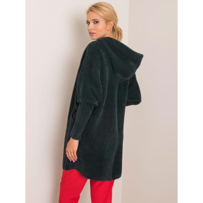 Dámský kabát z alpaky CAROLYN tmavě zelený